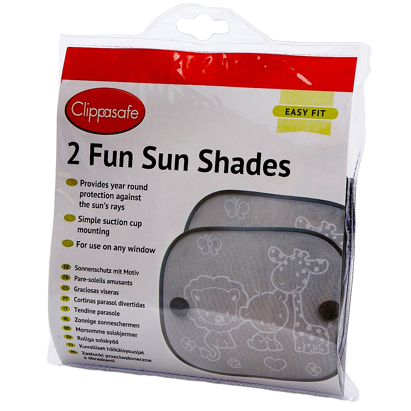 Clippasafe 2 Pack Fun Sun Shade Maker Baby Car Safety Glare Ray
